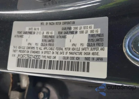 2016 Mazda Cx-3 Touring from USA, damaged, VIN JM1DKFC75G0140630